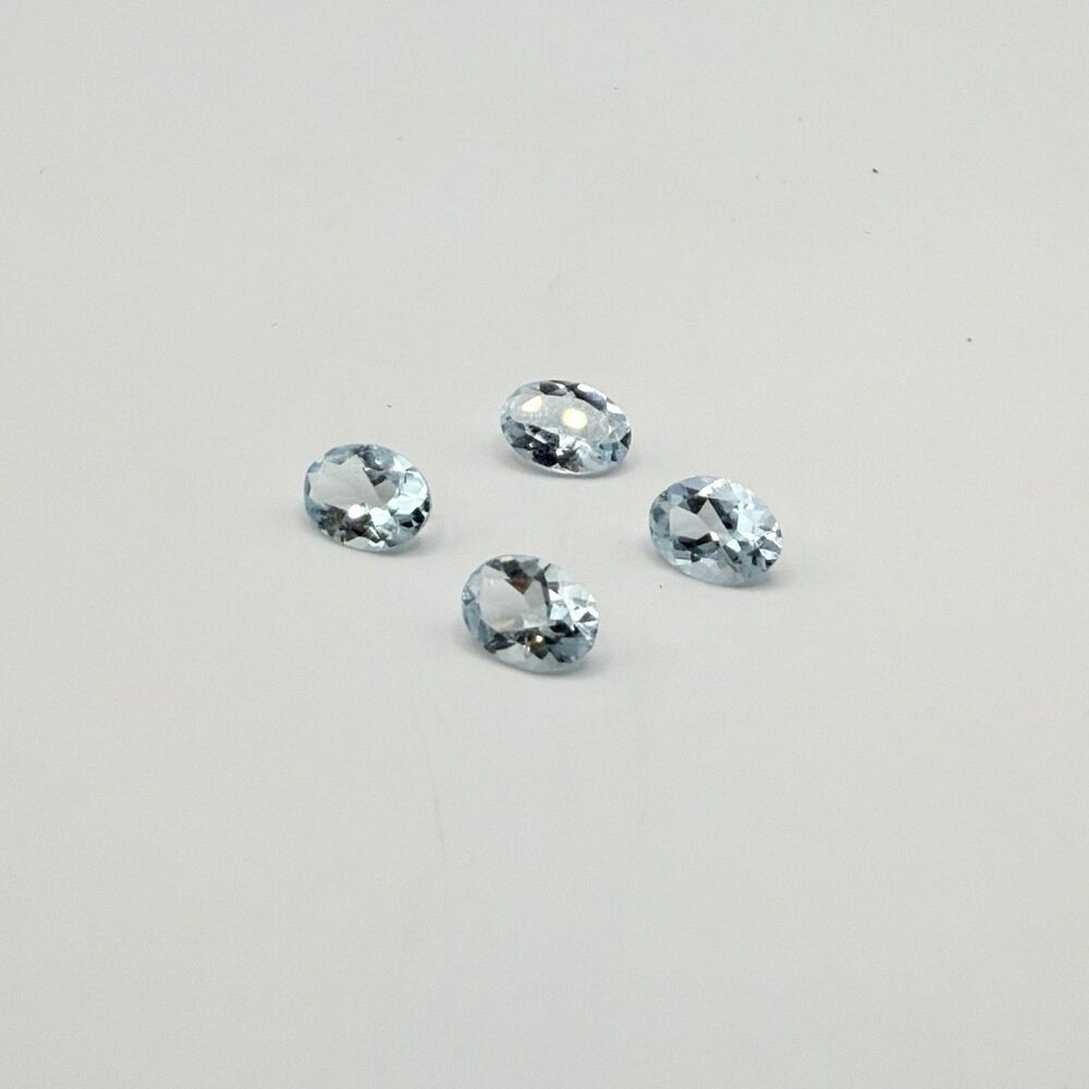 Lot of 4 Natural Aquamarine Loose Gemstones Approx. 8x6mm